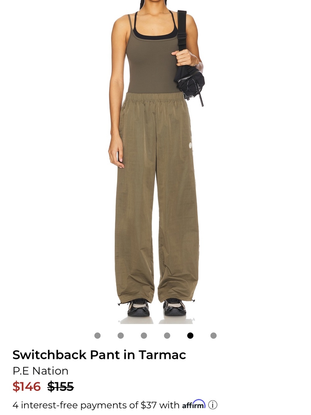 P.E Nation Wide-Leg Switchback Pant in Olive Tarmac